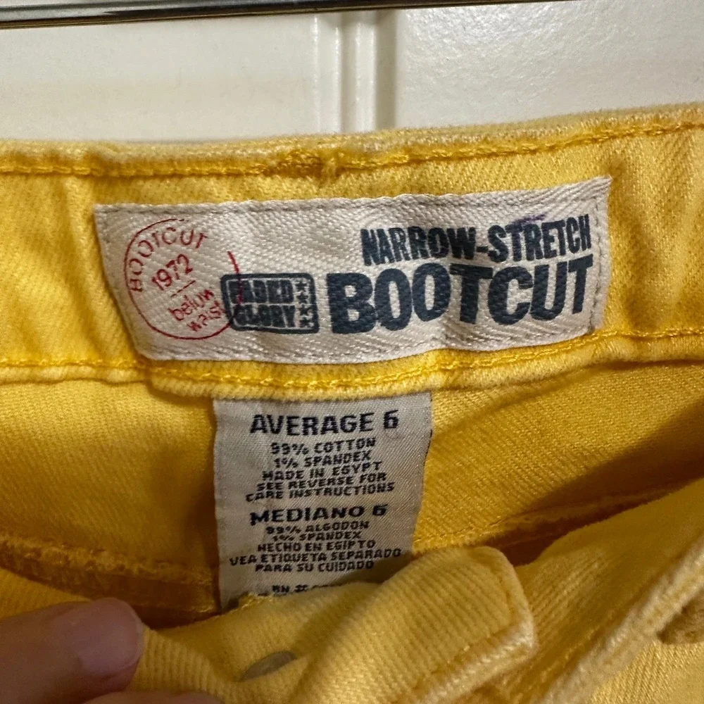 Faded Glory Yellow Bootcut Jeans Stretch Casual Denim‎ Pants Women's Size 6